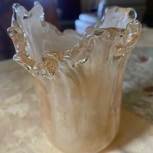 Handblown Peach Pearl Glass Vase - Home Accents